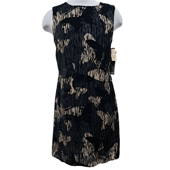 Vintage Tessuto Velvet Butterfly Print Silk Blend A Line Dress Size 8 Black/Mult - Picture 4 of 14